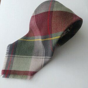 Vintage St. Michael 100% wool tie muted red and green plaid tartan
